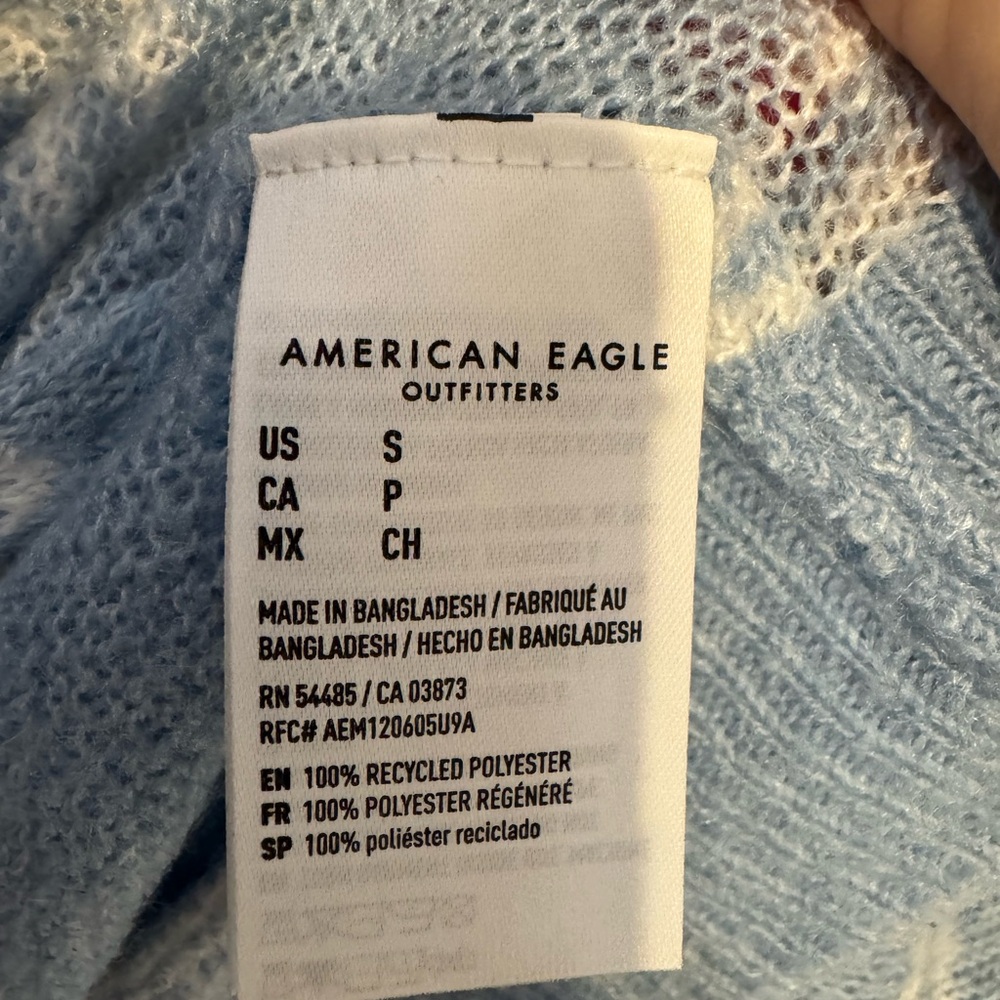 NWT American Eagle  Blue/White LIGHTWEIGHT V-Neck SPRING SWEATER   SMALL  #4 - Picture 9 of 13